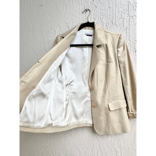 NWOT Alice + Olivia Long Sleeve Linen Blend Notch Lapel Blazer Beige Women S/P