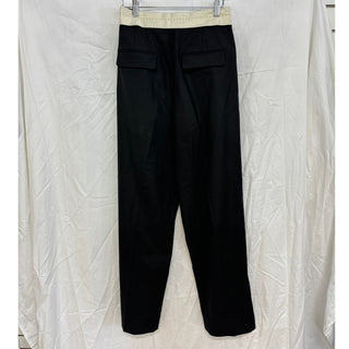 Zara Collection Pleated Contrast Waist Straight Leg Trouser Pants Black/Cream S