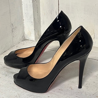 Christian Louboutin Very Prive 120 Patent Leather Peep Toe Pumps Black 39.5/9.5