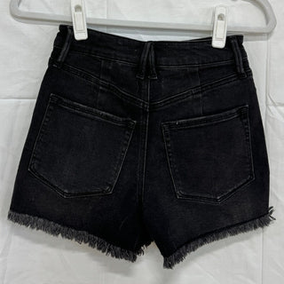 Good American Good Curve High Rise Frayed Cut-Off Jean Short Black089 Women 0/25