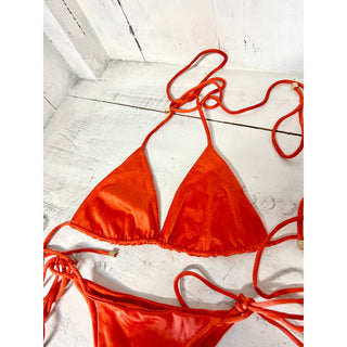 Sommer Swim Kaia Triangle Bikini Top & Milla Tie Side Bikini Bottom Orange S /XS