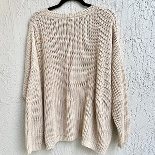 NWT The Simple Folk Chunky Cotton Knit Pullover Sweater Beige Womens Size US 8