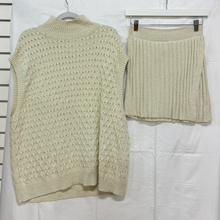 Free People Rosemary Knit Vest Top and Mini Skirt Set Cheesecake Women's Size S