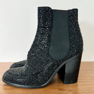 Laurence Dacade Rhinestone Glenn Block Heels Booties Black Women's Size 38.5 / 8