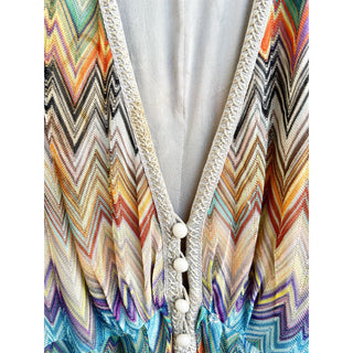 Missoni Sleeveless Woven Chevron V Neck Maxi Dress Multicolor Women's Medium