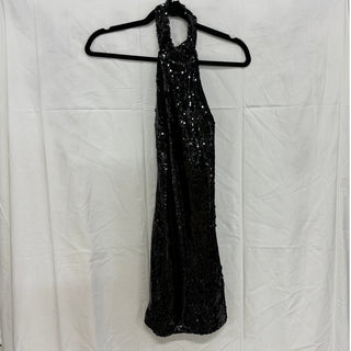 Meshki Jayne Sequin Sleeveless Halter Bodycon Mini Dress Black Women's Size XS