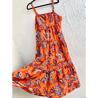 Rhode x Target Leafy Floral Print Tiered Midi Dress Orange Women's Size Large