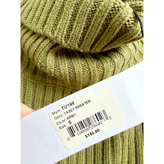 NWT LBLC The Label Long Sleeve Turtleneck Casey Sweater Army Green Women's Small