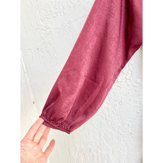 Zara Balloon Sleeve Satin Silky Ruffle Mini Dress Burgundy Women's Size Small