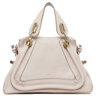 NWT Chloe Pebble Leather Large Paraty Satchel Shoulder Bag Light Skin cream pink