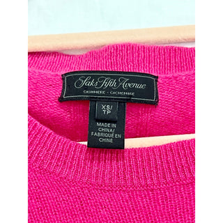 Saks Fifth Avenue Cashmere Long Sleeve Crewneck Pullover Sweater Pink Women's XS