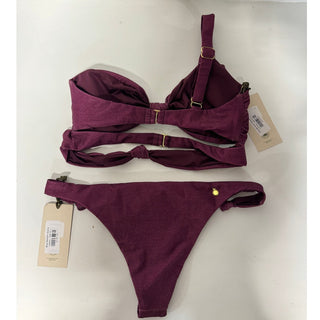 NWT The Garzetta Arena Double Knot Top & Bow Bottom Bikini Set Burgundy Women L