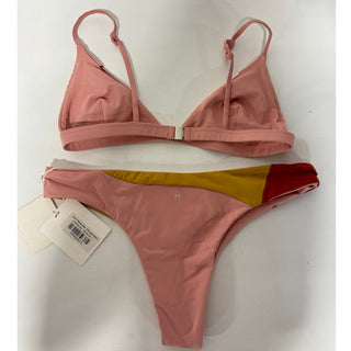 NWT Lisell Hiller Caro Reversible Triangle Bikini Top & Bottom Set Peach Large