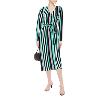 Diane Von Furstenberg Striped Tilly Midi Wrap Dress Multicolor Women's Medium