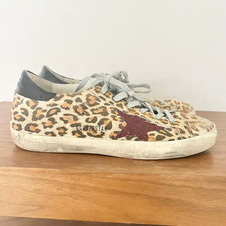 Golden Goose Suede Leopard Print Superstar Sneaker Shoes Beige Women 39 / 9