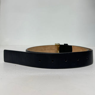 Lafayette 148 New York Gold L Beam Buckle Leather Belt Black Women's Size XS