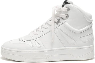 Jimmy Choo Hawaii Leather Lace-Up High-Top Sneakers White Women's Size EU 39.5