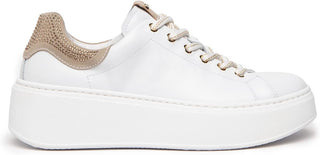 Nerogiardini Bling Back Low-top Leather Trainer Sneakers White/Gold Women's EU 39