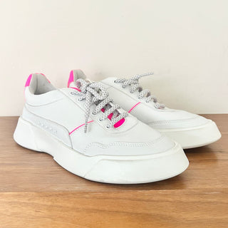 Premium Basics Vegan Leather Sneaker Shoes Lace Up White Pink Women's Size 8.5