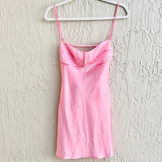 NWT Edikted Spaghetti Strap Bellamy Cut-Out Satin Mini Dress Pink Womens Medium