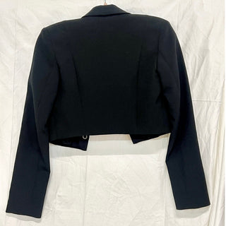 NWT Bershka Long Sleeve Peak Lapel Cropped Blazer Tuxedo Black Women's Size XS