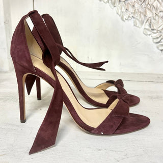 ALEXANDRE BIRMAN Clarita Bow-Embellished Suede Heel Sandals Burgundy 39 - 8.5 W