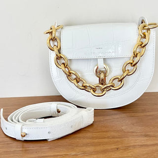 Elie Tahari Embossed Genuine Leather Crossbody Top Handle Bag White Women's