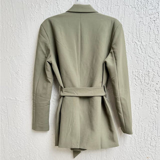 NWT Bardot Long Sleeve Notch Lapel Belted Waist Blazer Khaki Women's Size Medium