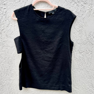 Cushnie Et Ochs Sleeveless Linen Blend Cutout Side Top Black Women's Size 4