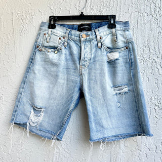 Calvin Rucker Love Me Super Salt Distressed Denim Boyfriend Short Blue Women 29