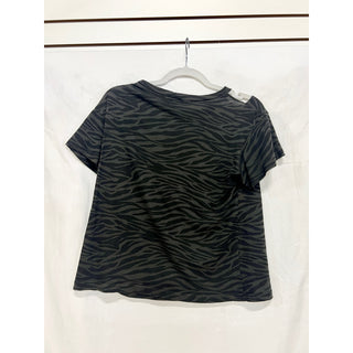 LNA Zebra Striped Short Sleeve Distressed T-Shirt Gray/Black Women's Size XS