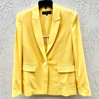 Rag & Bone Long Sleeve Wool Blend Notch Lapel Blazer Jacket Yellow Women's Sz 6