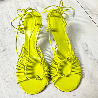 Bottega Veneta Dot Leather Open Toe Lace Up Stilettos Strappy Sandals Green 37