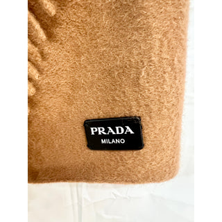 Prada Fringe 100% Cashmere Mid Rise Scarf Mini Wrap Skirt Brown Womens 36 / 0