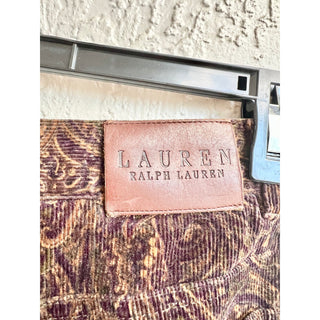 Lauren Ralph Lauren High Rise Paisley Print Straight Leg Pants Brown Women US 4