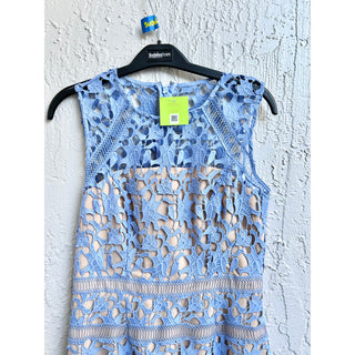 Eliza J Sleeveless Lace Embroidered Midi Sheath Dress Blue Women's Size 2