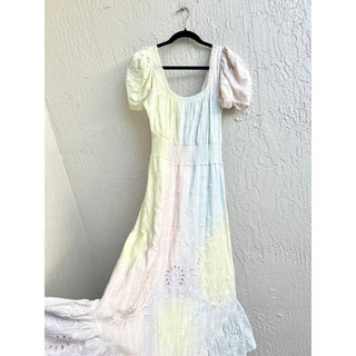 LoveShackFancy Rainbow Begonia Cotton Eyelet Midi Dress Multicolor Women's Sz XS