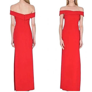 Likely Off The Shoulder Scarlet Darrah Gown Maxi Slit Dress Red Women's Size 4