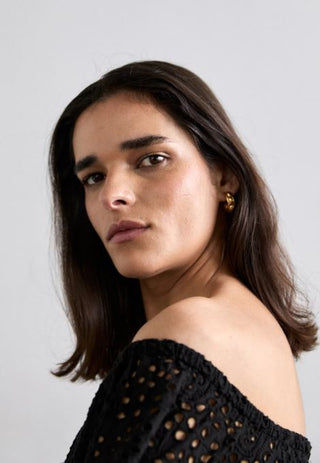 Alice + Olivia Artemis Poplin Off-The-Shoulder Eyelet Mini Shift Dress Black Women's XS