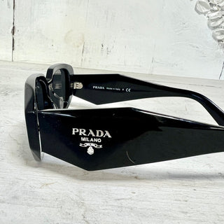 Prada SPR 17W-F Black Frame Dark Grey Lens Rectangle Sunglasses with Hard Case