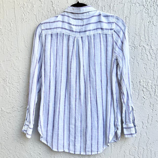 Rails Striped Long Sleeve Chest Pocket Button-Up Shirt Top White/Blue Women's XS