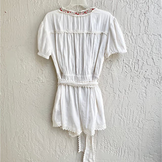 Tularosa Floral Embroidered Noah Combishort Romper White Women's Size Medium