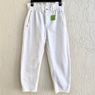 Zara High Waisted Cropped Paperbag Baggy Jeans White Women's Size US 8