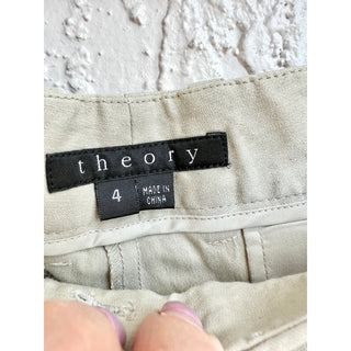 Theory Mid Rise Tapered Leg Chino Pants Olive Light Green Women's Size 4