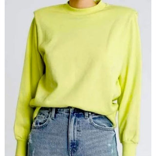 Pistola Kirsten Shoulder Pad Cotton Pullover Sweatshirt Lime Green Women's Large