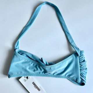 Norma Kamali Tie Front Halterneck Bikini Top Powder Blue Women's Size XS