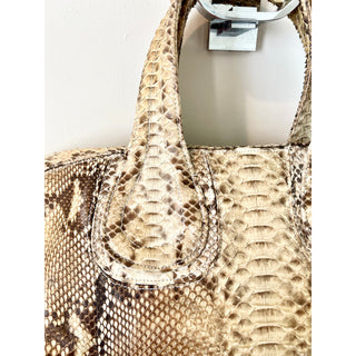 Justified Hunt 100% Embossed Snake Skin Leather Luxury Shoulder Bag Beige Women