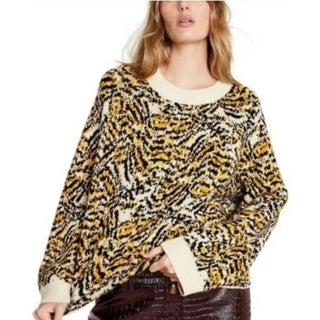 NWT Rachel Comey x Target Animal Print Pullover Sweater Yellow Women's Size XL