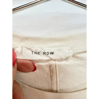 The Row Solid Short Sleeve Crew Neck Cropped T-Shirt Cream Women's Size Small