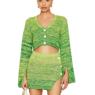 NWT Lovers And Friends Crop Top & Genia Knit Skirt Set Green Ombre Women's Small